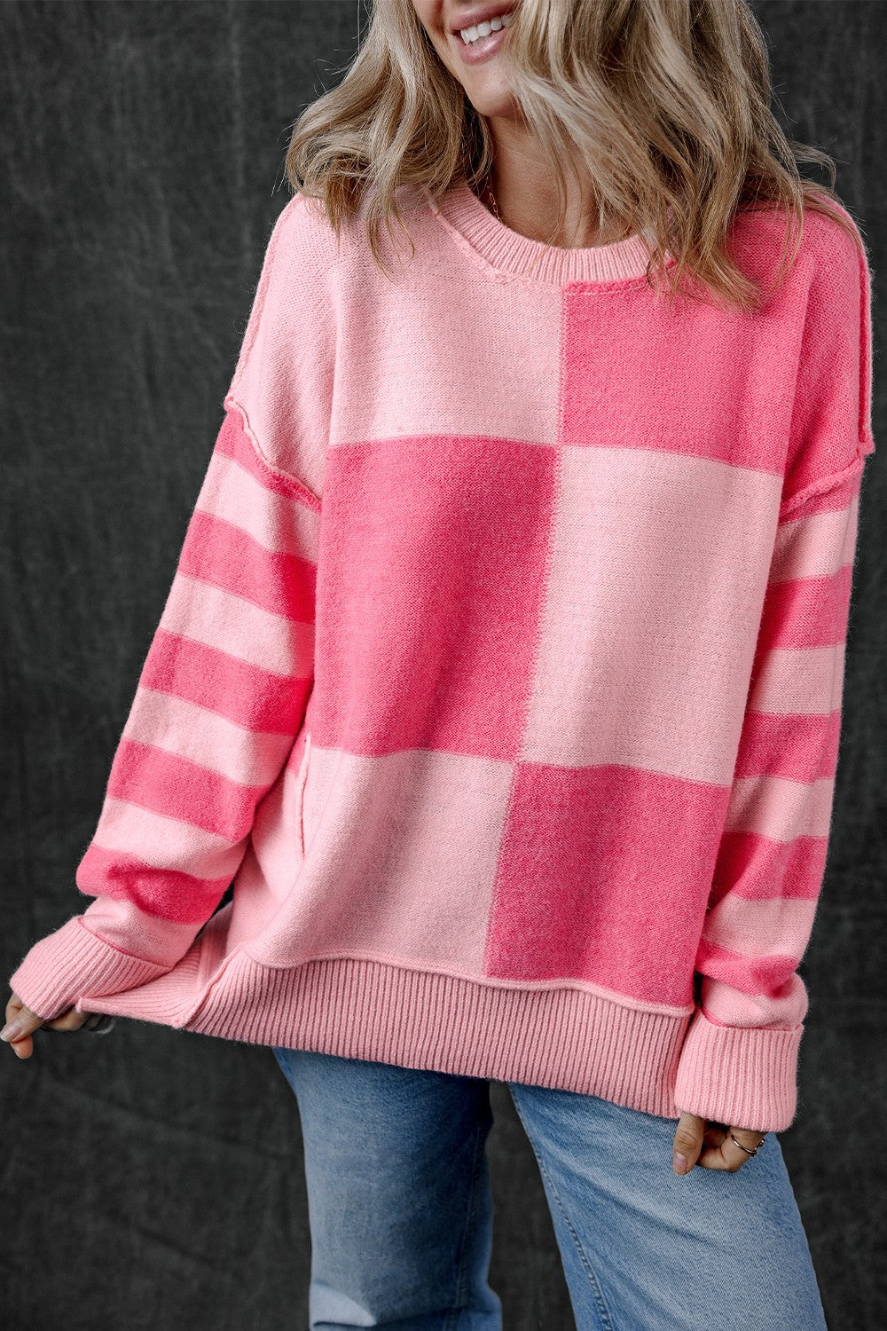 Alaina Exposed Seam Round Neck Sweater