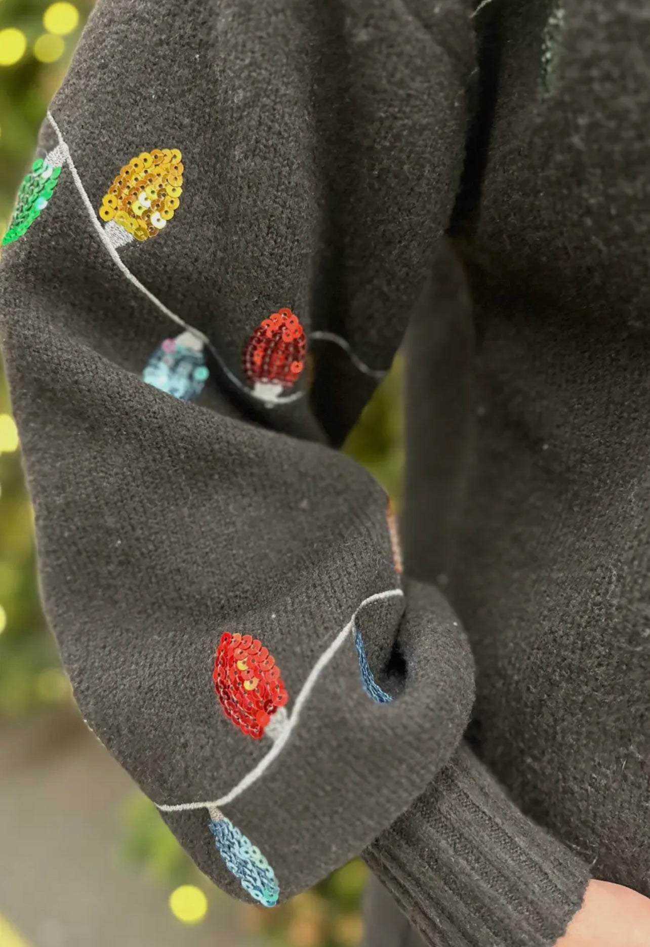 Christmas light sequin sweater