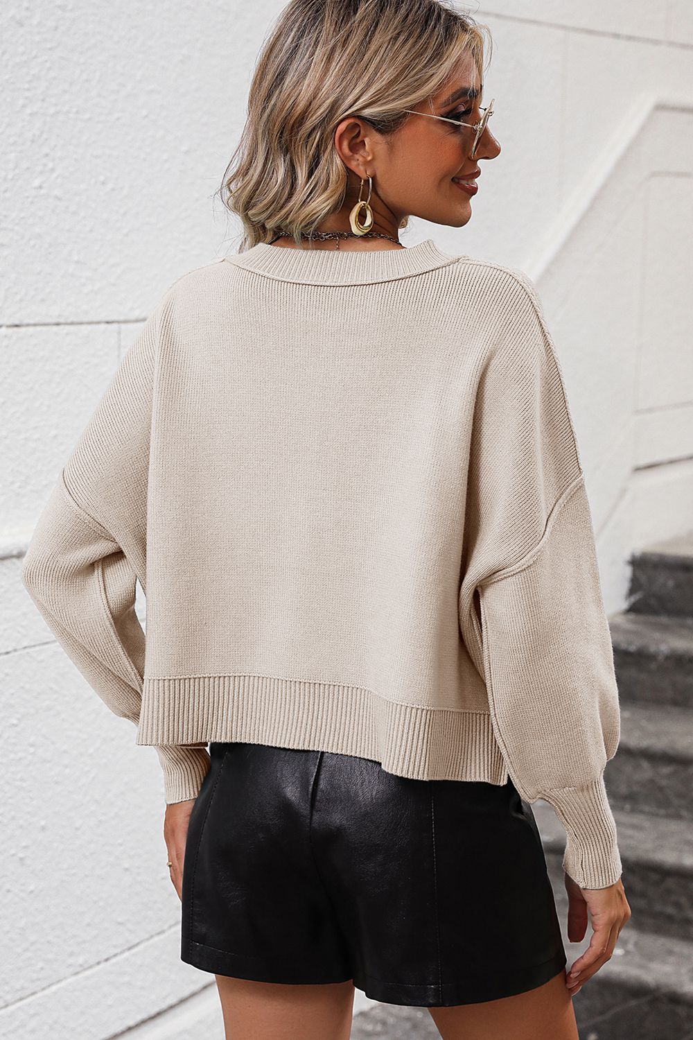 Tyrah Dropped Shoulder Pullover Sweater