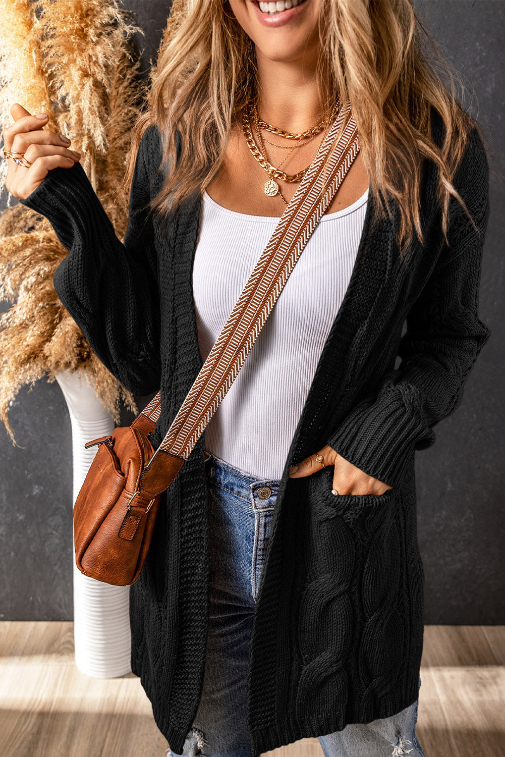 Meredith Dropped Shoulder Slit Cardigan