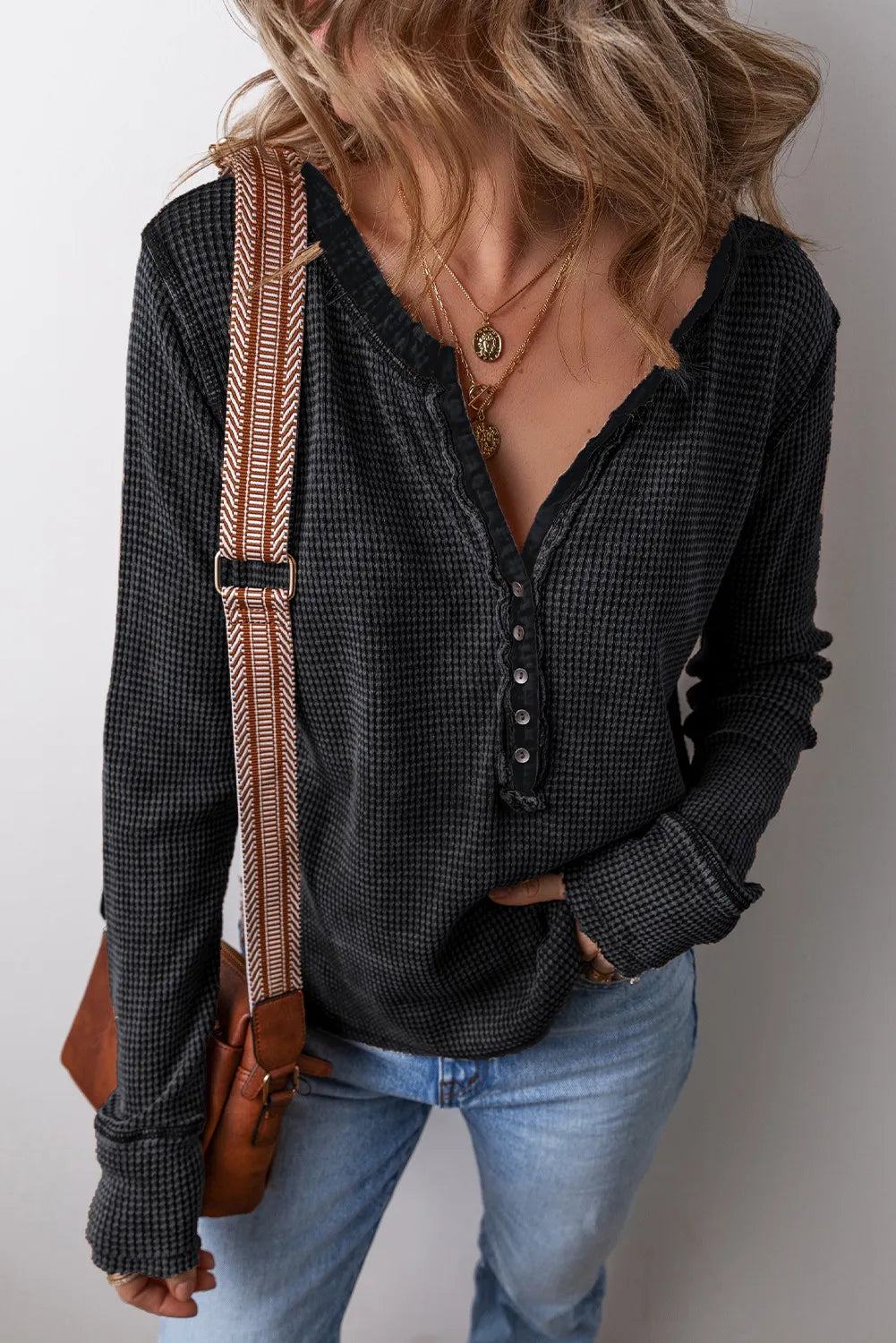 Aurelia Notched Long Sleeve Top