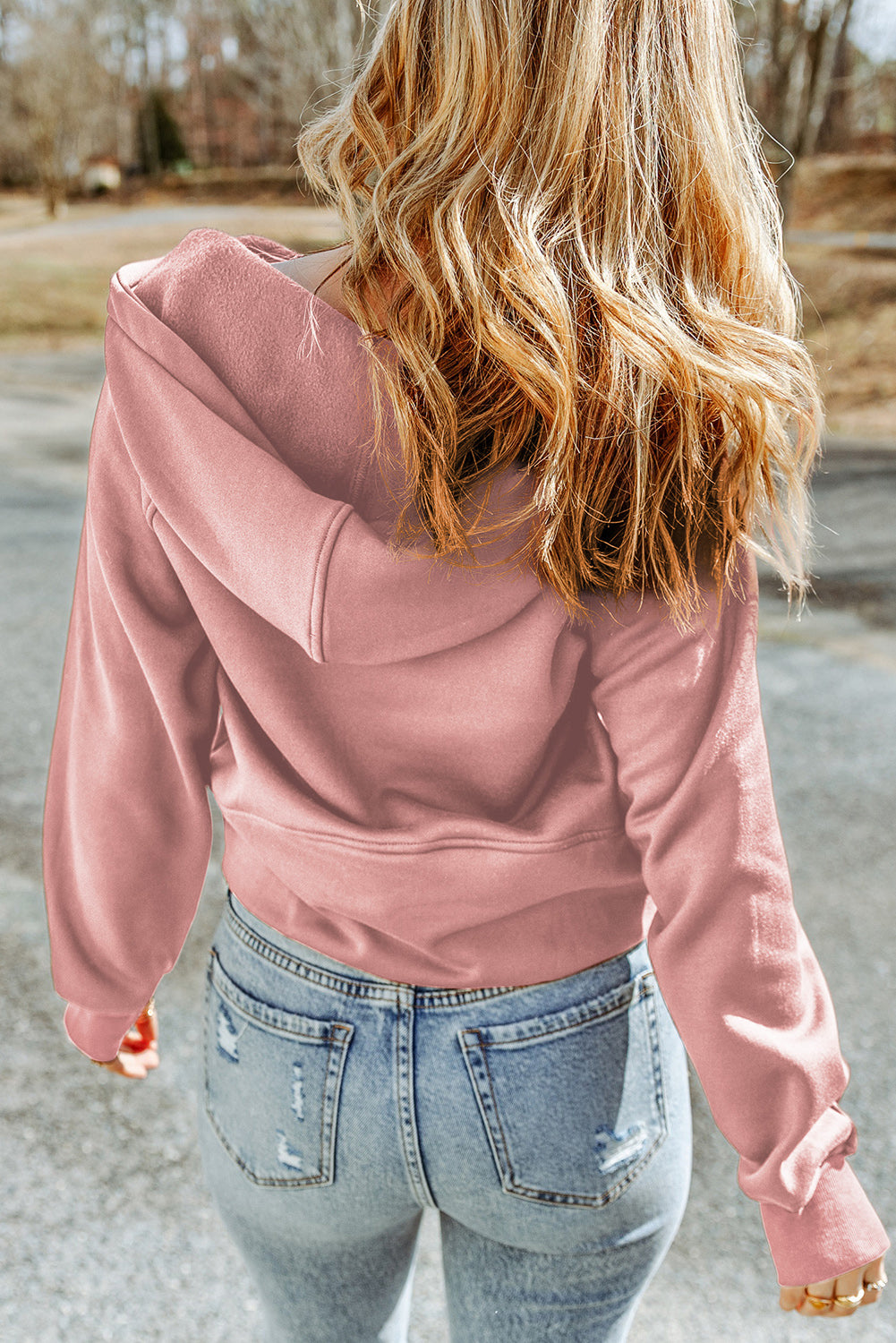 Olivia Half-Zip Thumbhole Sleeve Hoodie