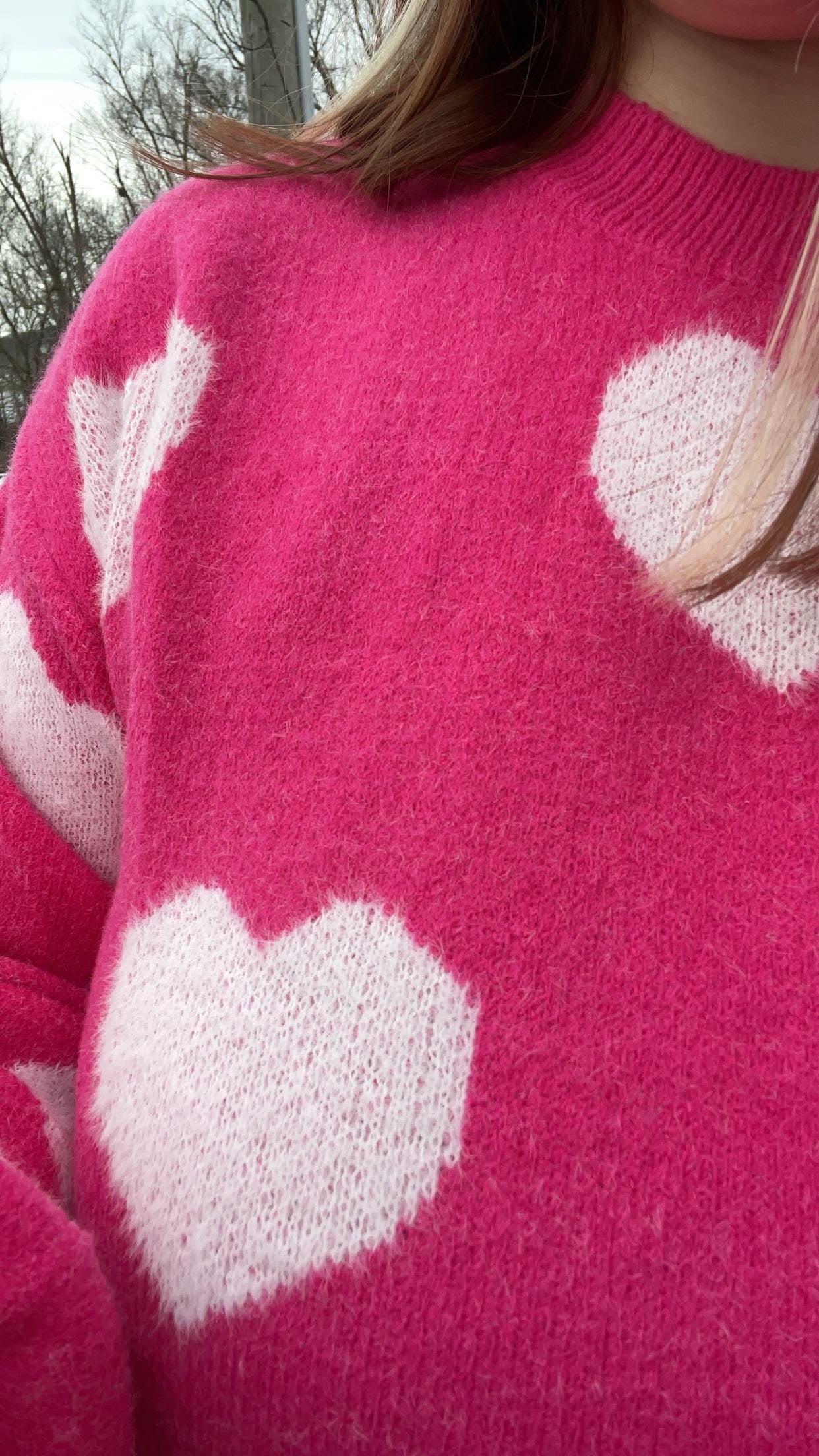 Fuzzy heart sweater