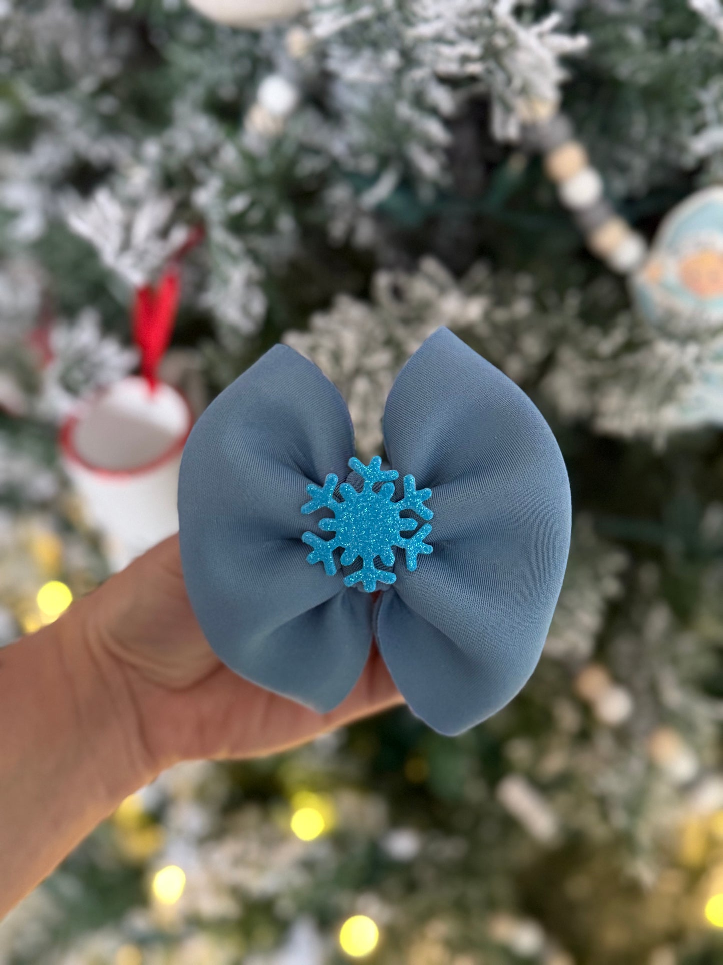 Snowflake blue bow