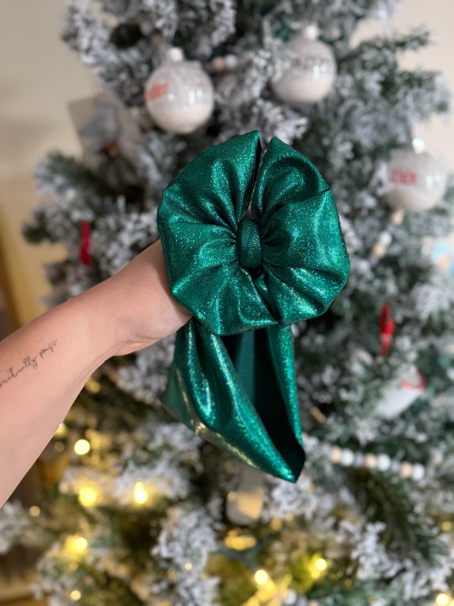 Green holo messy headwrap