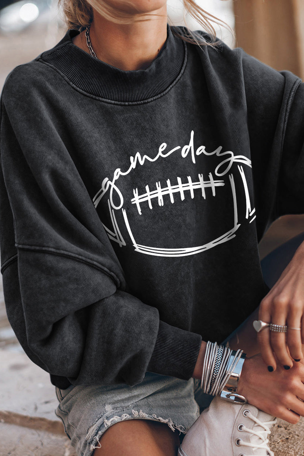 Emily Long Sleeve football Graphic Sweatshirt
