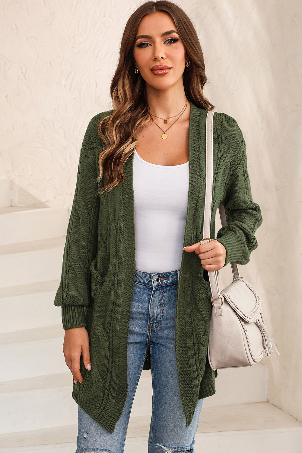 Meredith Dropped Shoulder Slit Cardigan