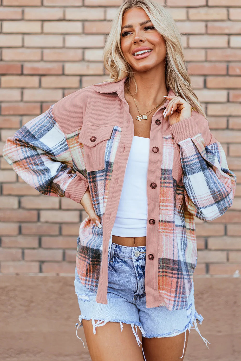 Quincy Plaid Button Up Long Sleeve Shacket