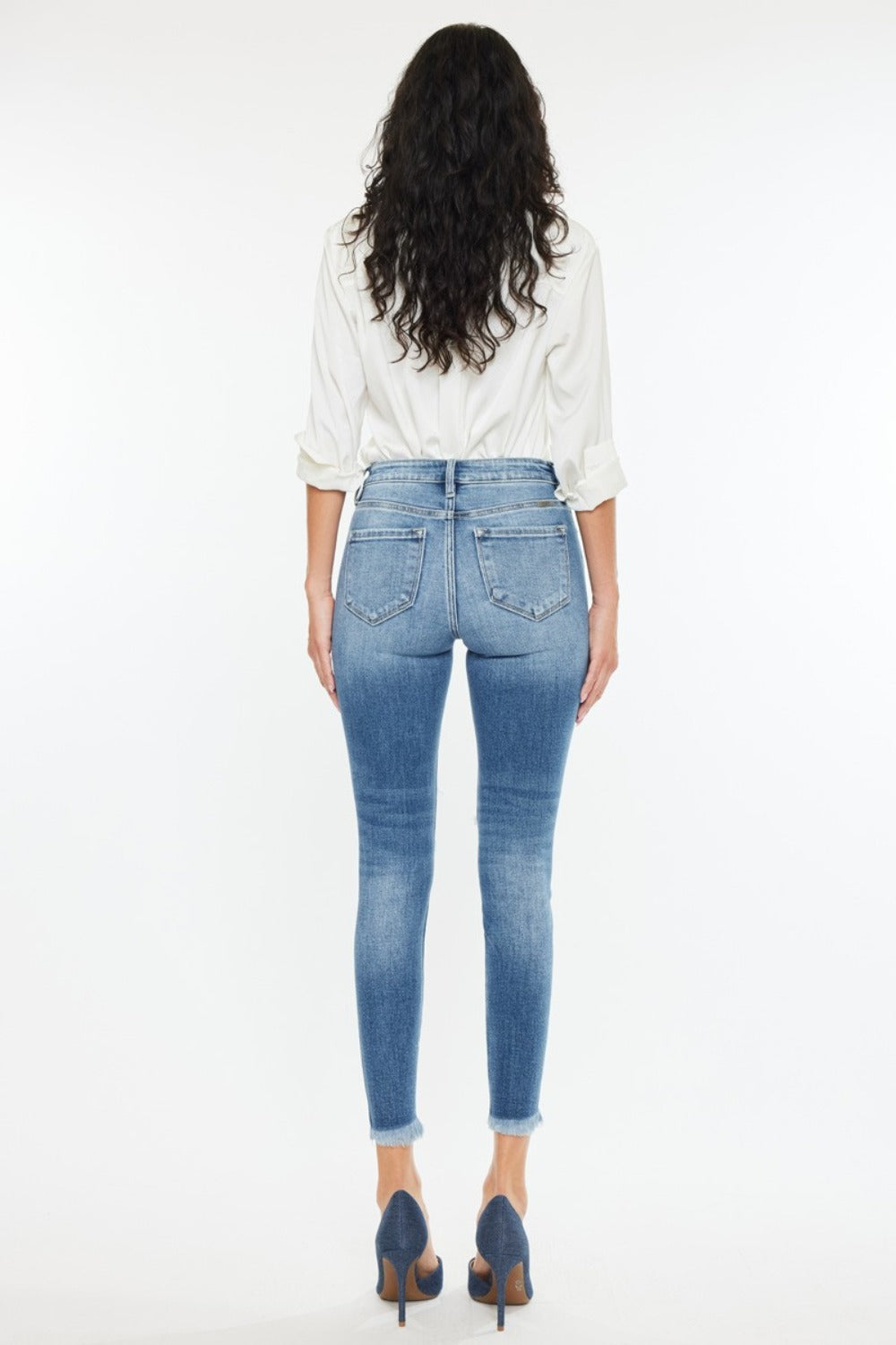 Isla High Rise Frayed Ankle Skinny Jeans
