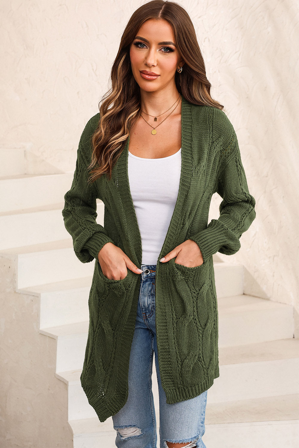 Meredith Dropped Shoulder Slit Cardigan