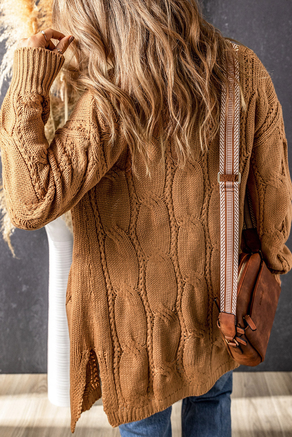 Meredith Dropped Shoulder Slit Cardigan
