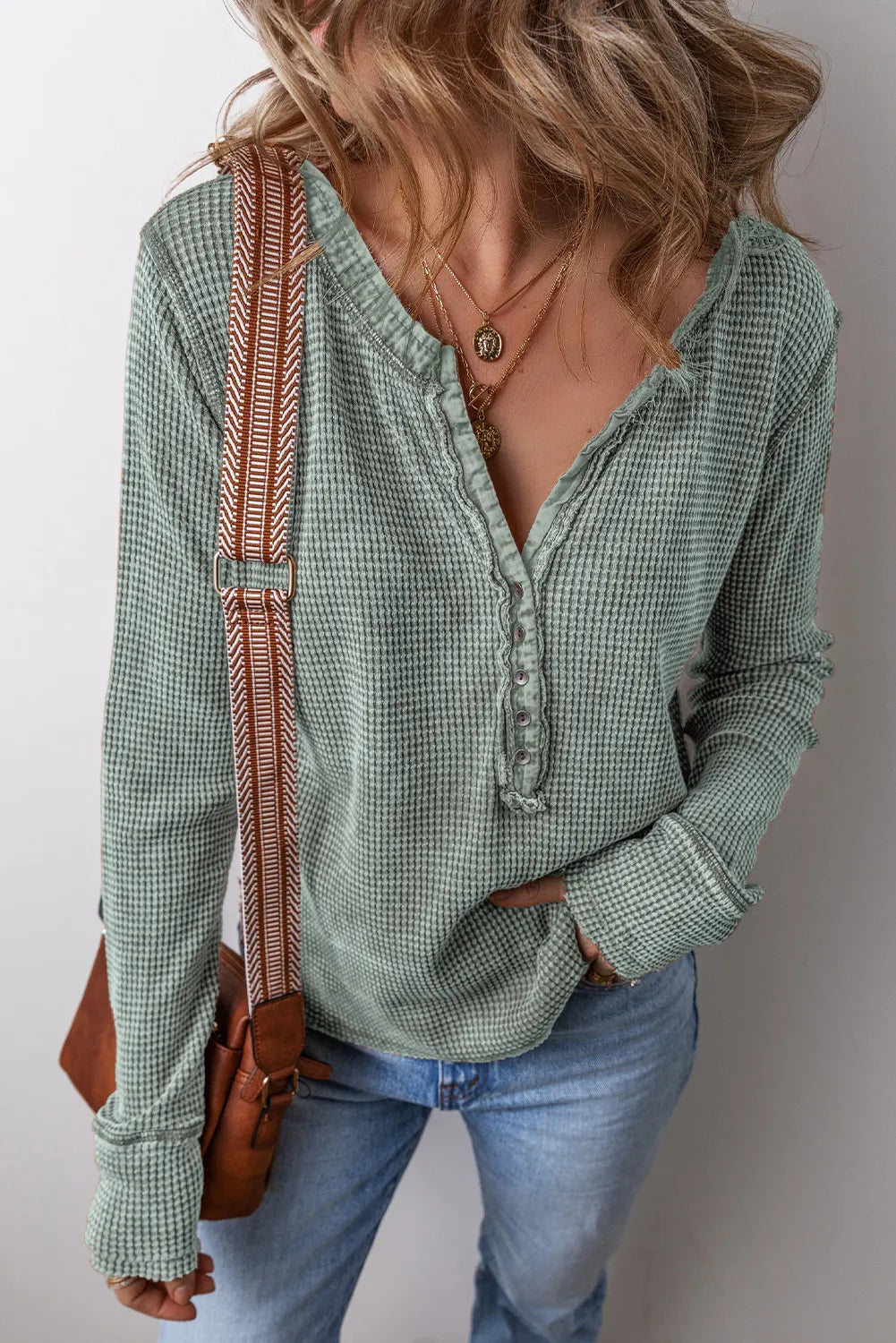 Aurelia Notched Long Sleeve Top