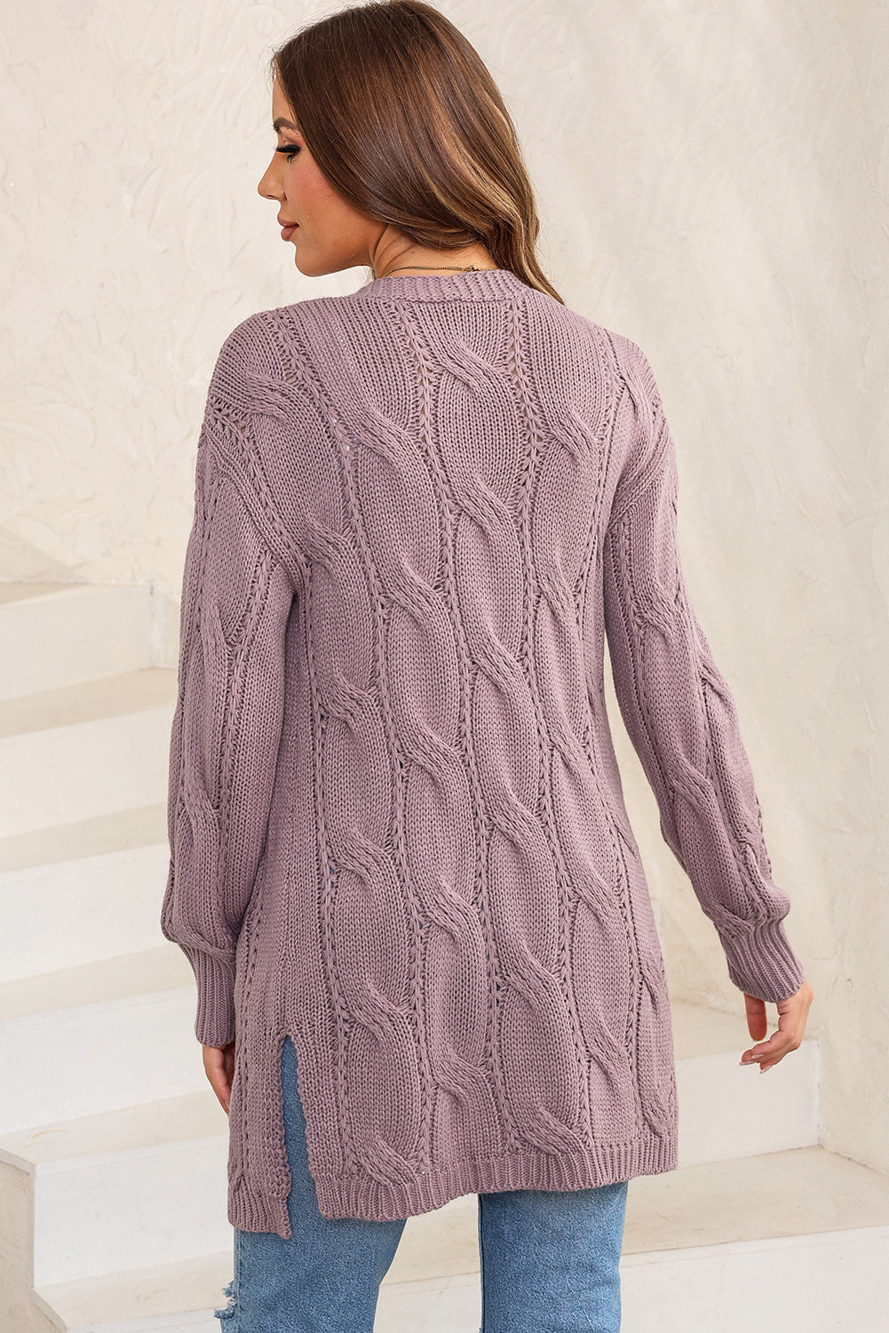 Meredith Dropped Shoulder Slit Cardigan
