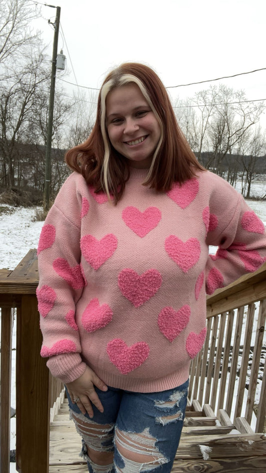 Jett fuzzy heart sweater