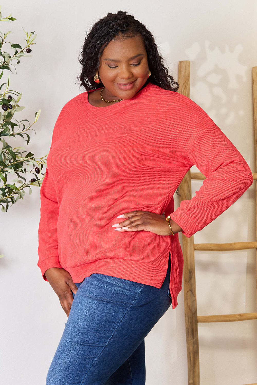Gianna Drop Shoulder Slit Sweatshirt