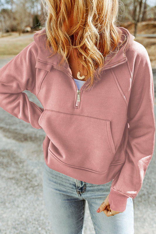 Olivia Half-Zip Thumbhole Sleeve Hoodie