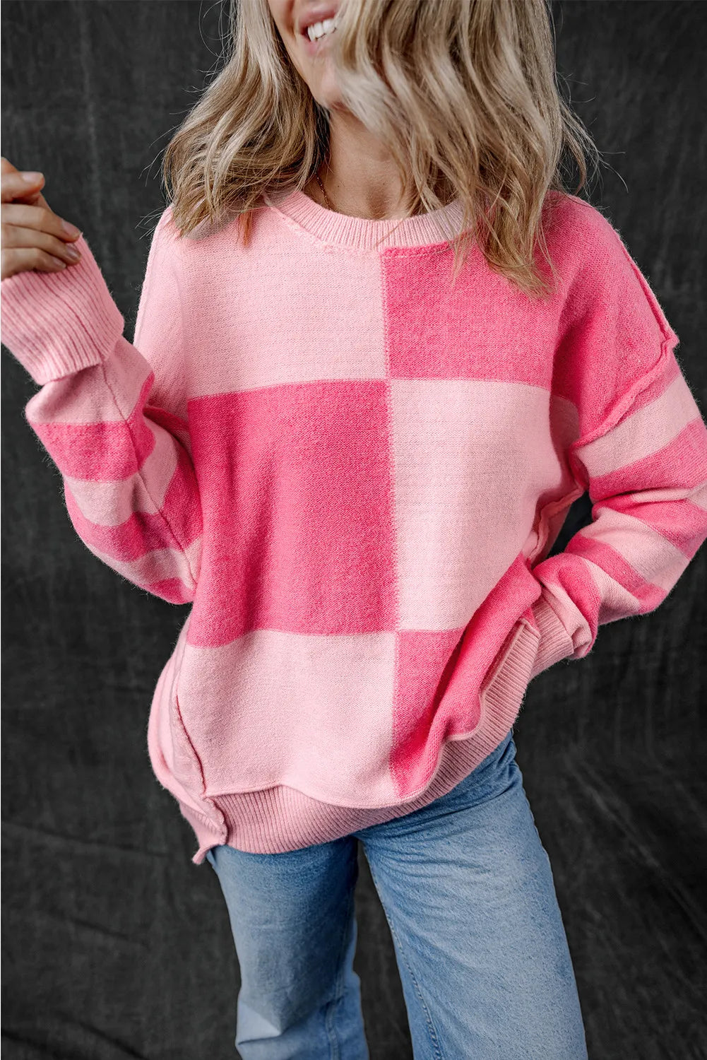 Alaina Exposed Seam Round Neck Sweater