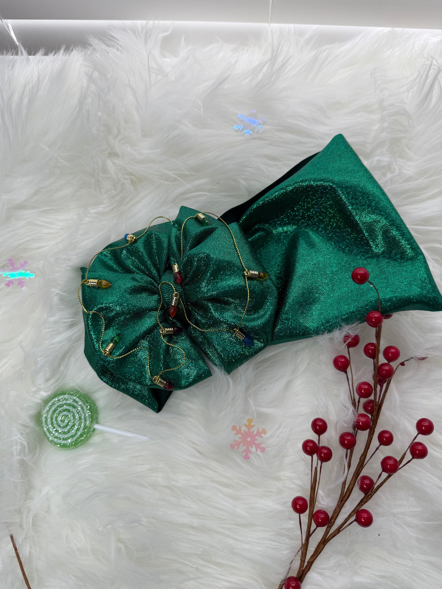 Christmas light messy head wrap