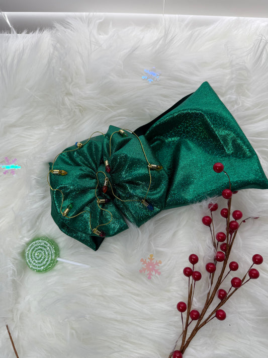 Christmas light messy head wrap