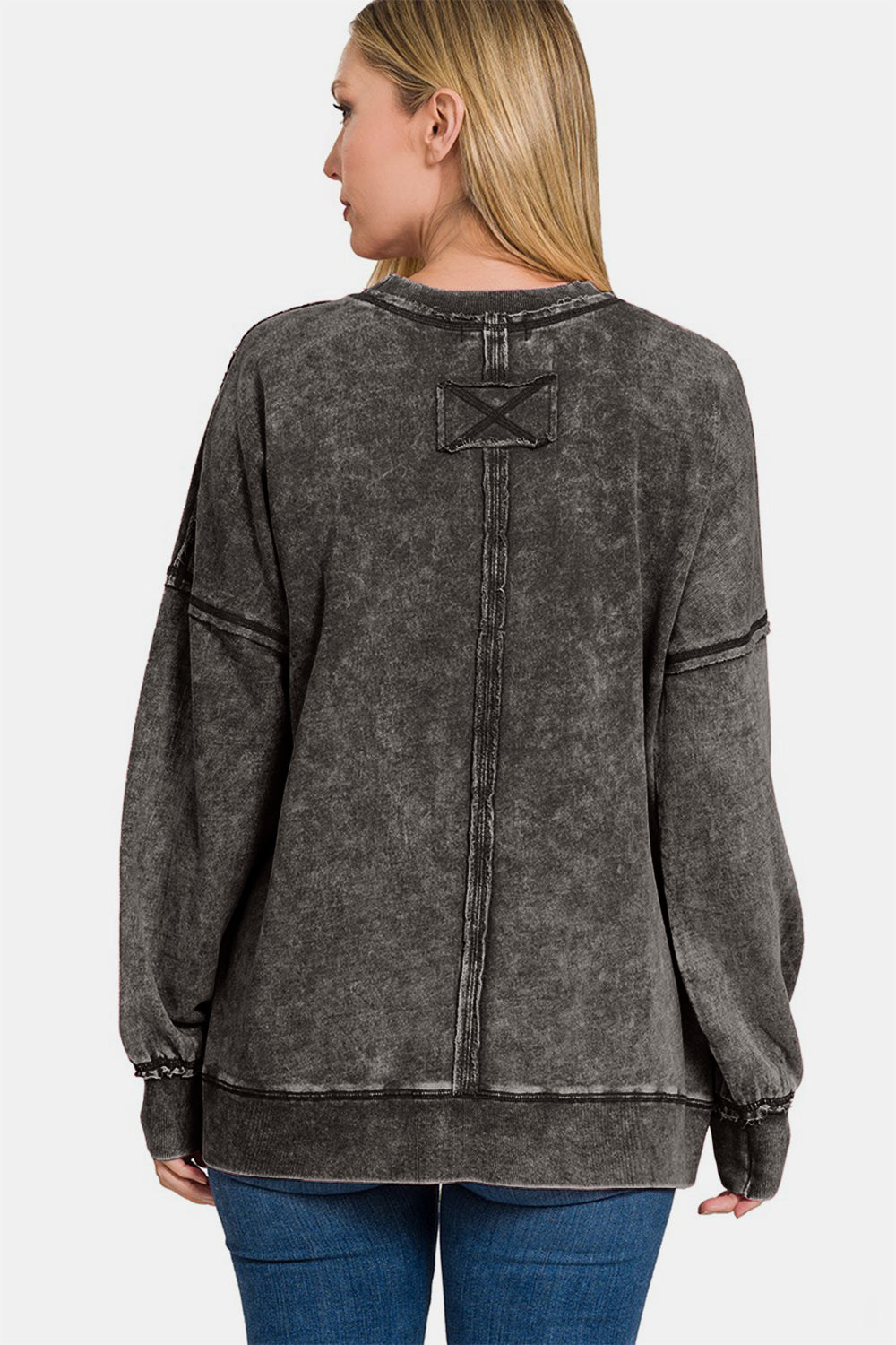 Amelia Exposed Seam Dropped Shoulder Sweatshirt