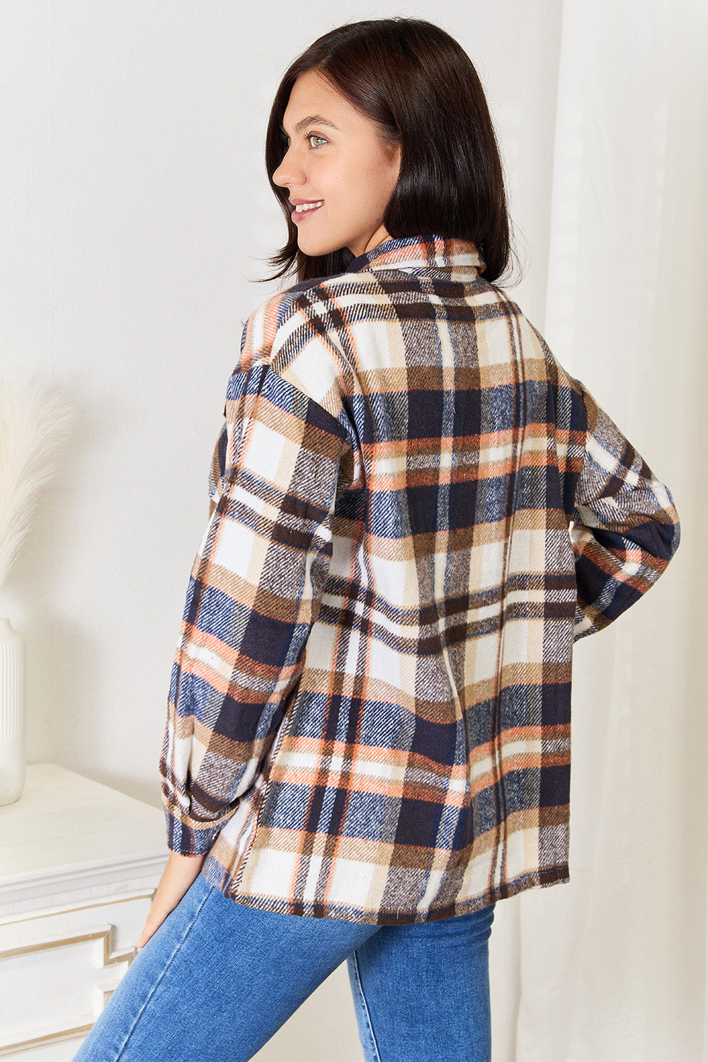 Jaqueline Button Front Shirt Jacket with Breast Pockets