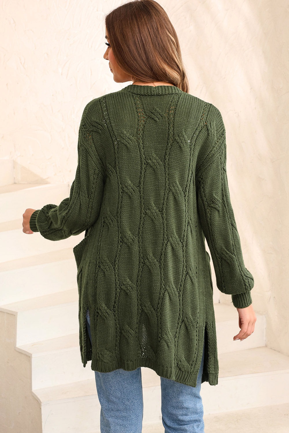 Meredith Dropped Shoulder Slit Cardigan