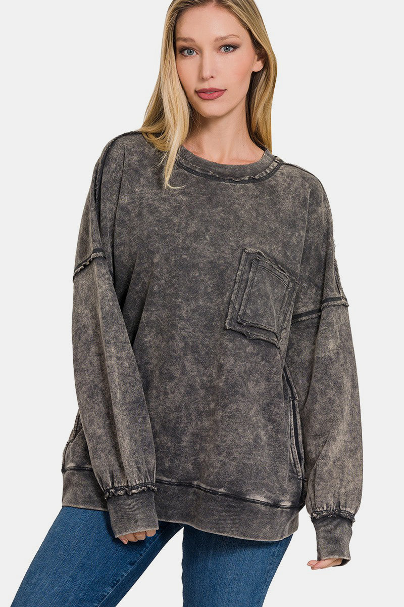 Amelia Exposed Seam Dropped Shoulder Sweatshirt