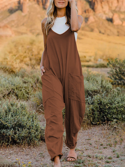 Nova Full Size Sleeveless V-Neck Pocketed Jumpsuit