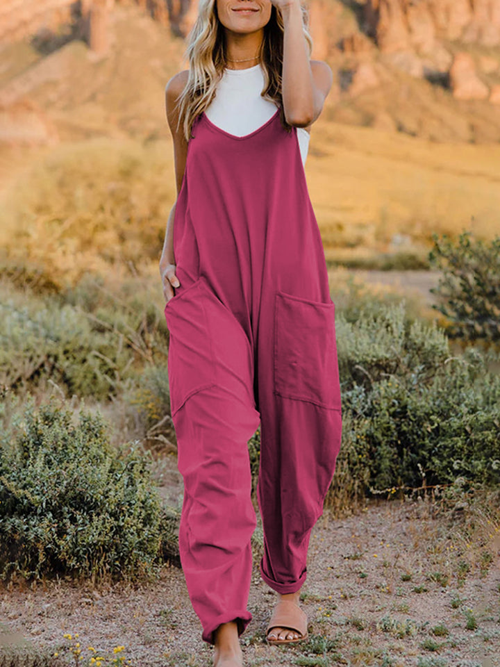 Nova Full Size Sleeveless V-Neck Pocketed Jumpsuit
