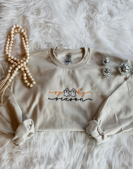 Spooky season embroidered crew