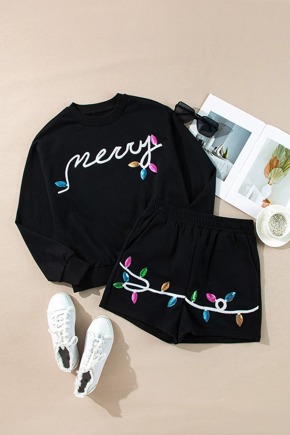 MERRY Sequin Top and Shorts Set