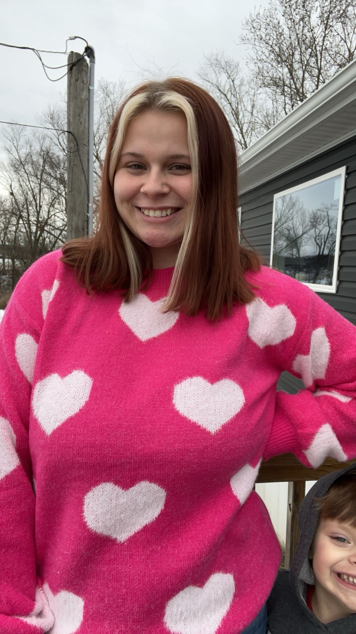 Fuzzy heart sweater