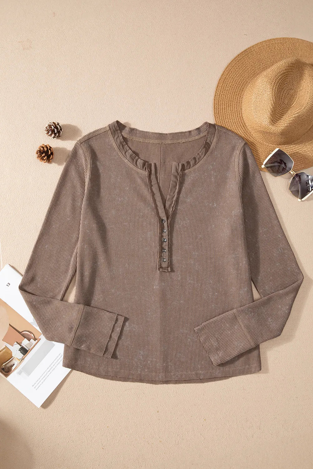 Aurelia Notched Long Sleeve Top