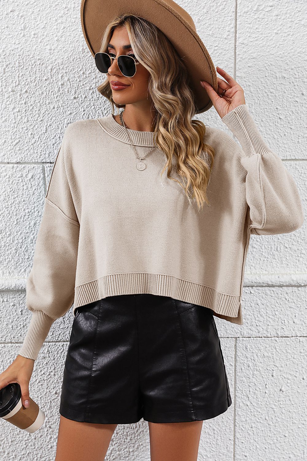 Tyrah Dropped Shoulder Pullover Sweater