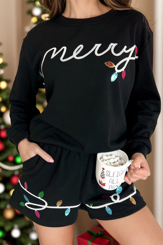 MERRY Sequin Top and Shorts Set