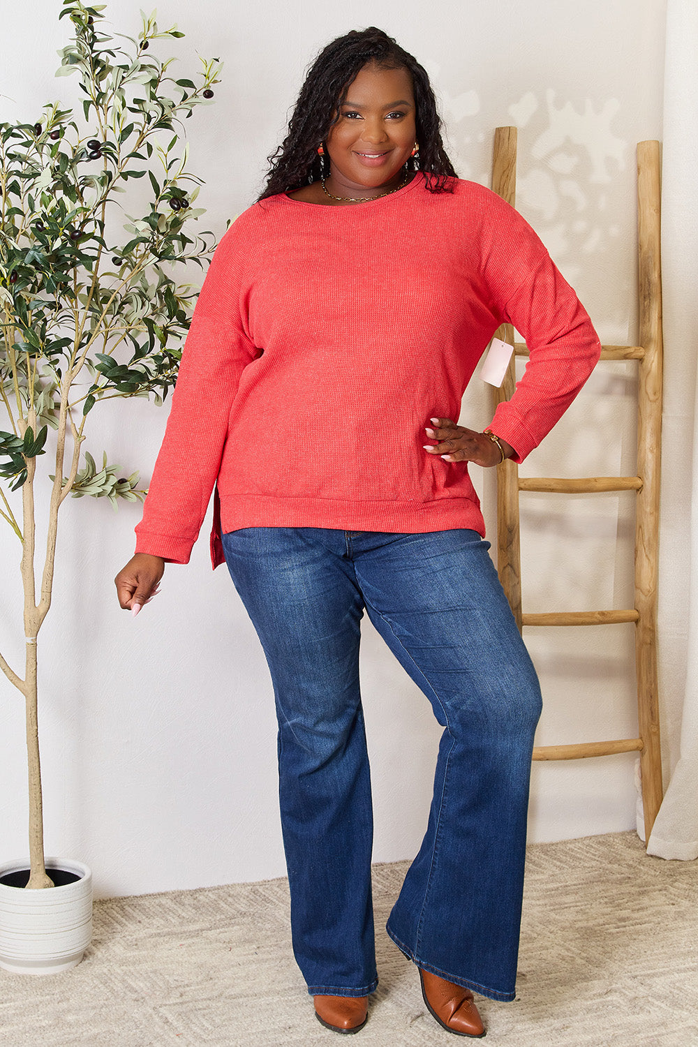 Gianna Drop Shoulder Slit Sweatshirt