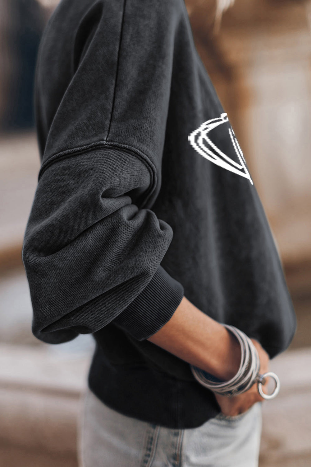 Emily Long Sleeve football Graphic Sweatshirt