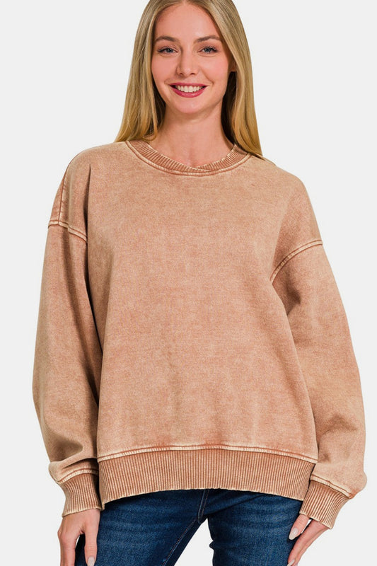 Lily Acid Wash Oversized Fleece Sweatshirt
