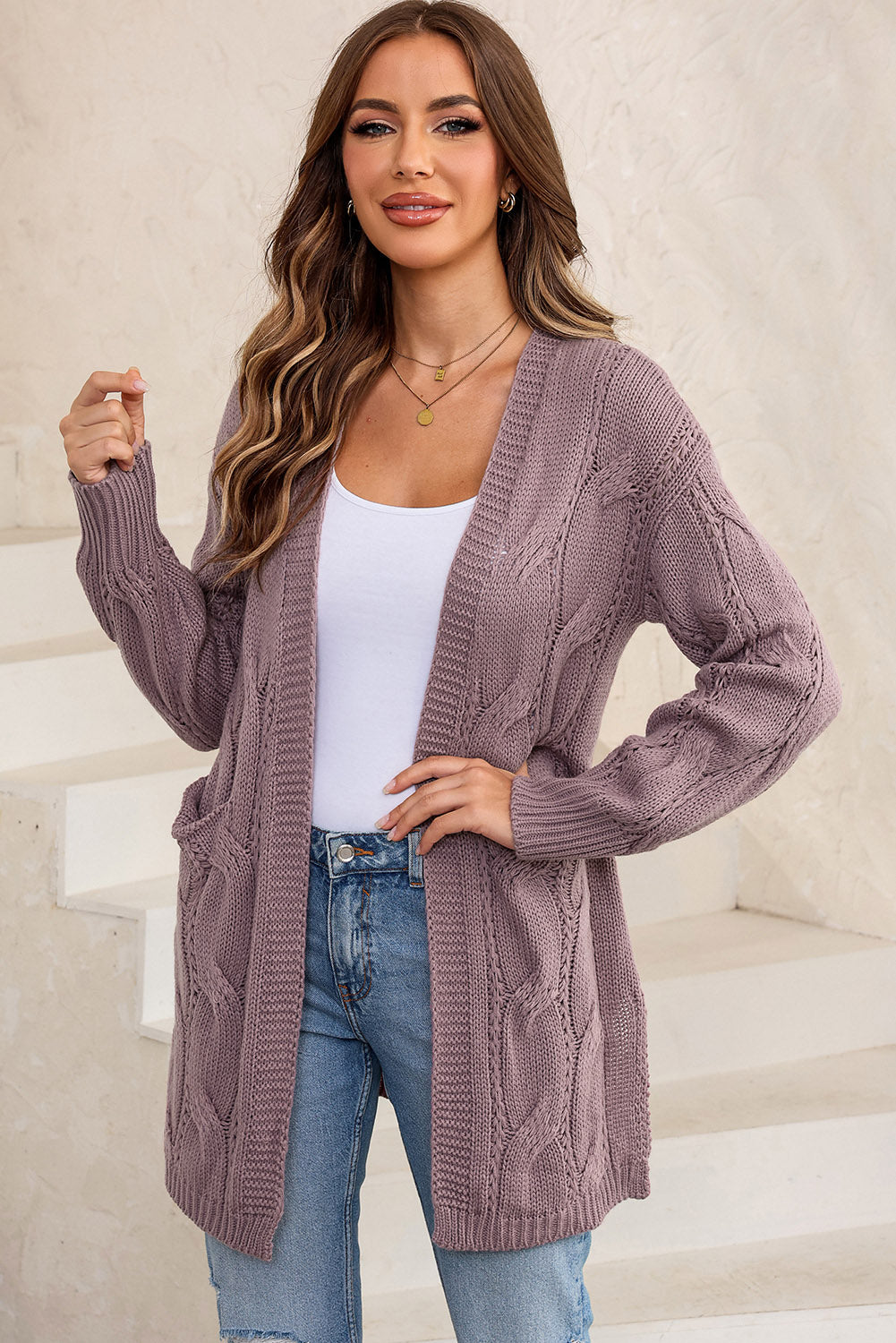 Meredith Dropped Shoulder Slit Cardigan