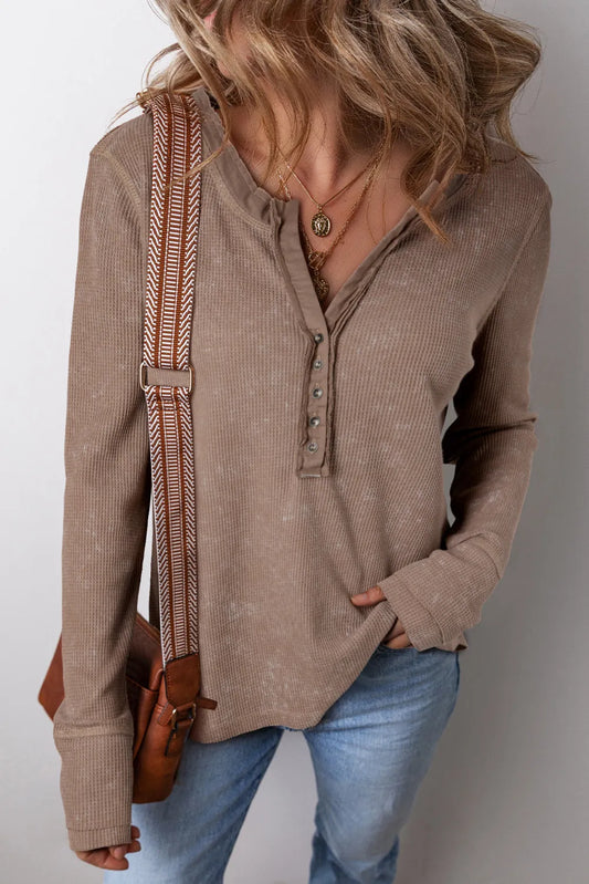 Aurelia Notched Long Sleeve Top